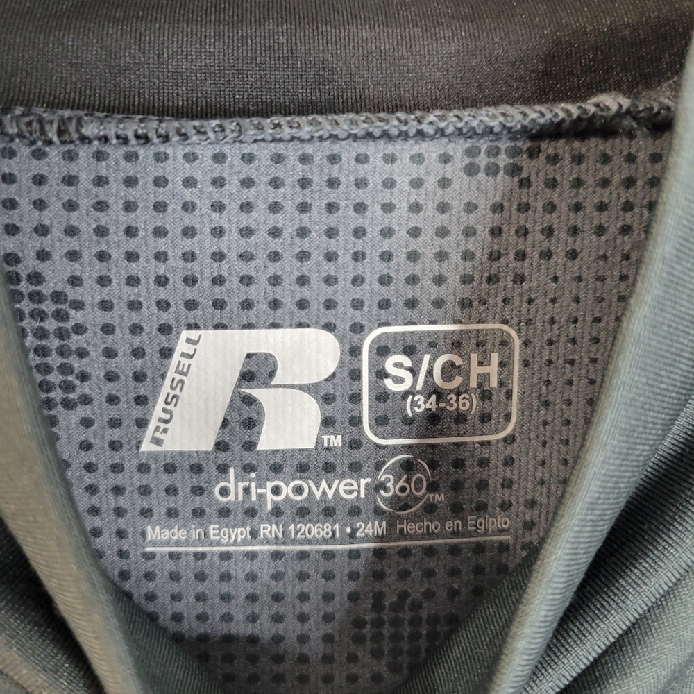 Mens Russel Dri-Power 360 Charcoal Long sleeve Top Size Small (34-36) Mock TN - Picture 4 of 9